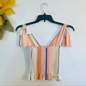 NWT XXS Colorful crop top striped summer bohemian blouse